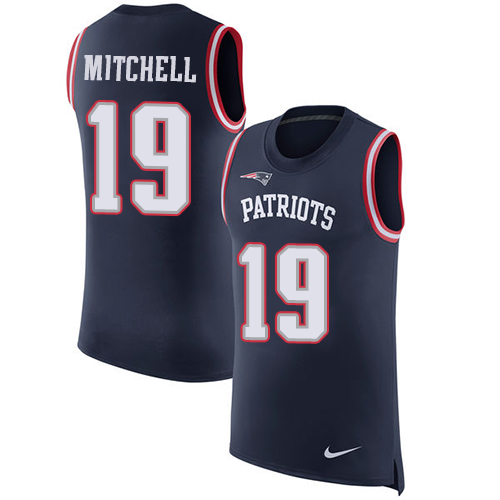 Nike Patriots #19 Malcolm Mitchell Navy Blue Team Color Men's Stitched NFL Limited Rush Tank Top Jersey